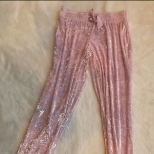 VS Pink Crushed Velvet Jogger Pajama Pants